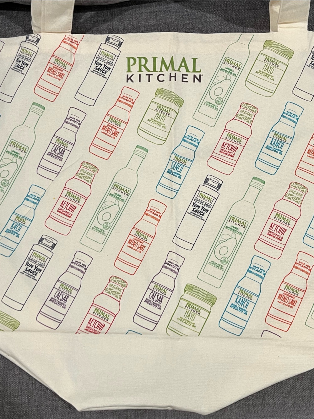 Cream kitchen Tote Bag with Multicolor Bottle Print - Picture 3 of 4